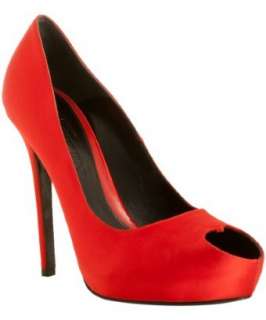 Alexander McQueen love red sateen Duchesse peep toe pumps   
