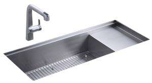 KOHLER K 3761 NA Stages 45 Inch Stainless Steel Kitchen Sink