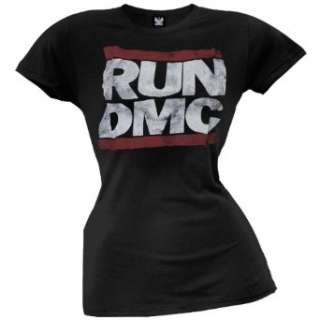  Run DMC   Distressed Logo Juniors T Shirt Clothing