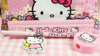 New Lot 50 set Hello kitty Pen Eraser Ruler Stationery Set  