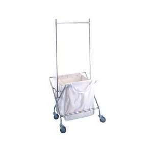   Laundry Hamper Frame with Canvas Bag and Double Pole Rack   Chrome