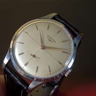 Vintage Swiss Made LONGINES Mens watch 1960s  SILVER DIAL  STEEL CASE 