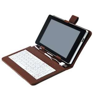  Brown Leather Case with Standard USB 2.0 Keyboard and Kick 