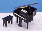 Dollhouse Miniature Black Piano With Bench living room 
