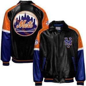    New York Mets Black Pleather Varsity Jacket