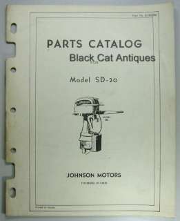   Johnson Motors Repair Parts Catalog Model SD 20 Outboard Motor NOS