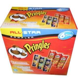 All Star Pringles Sampler Box 6 Full Size Cans 3 Original and 3 