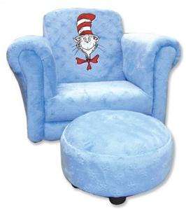 Trend Lab DR SEUSS CAT HAT Chair w/Ottoman BLUE Toddler  