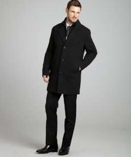 Marc New York charcoal wool twill rib knit collar button front coat