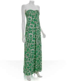 Envi green square link jersey strapless maxi dress   