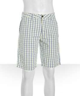 Tailor Vintage citron small check seersucker Walking shorts