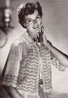 Vintage Knitting PATTERN Bed Jacket Sweater Top Lace  
