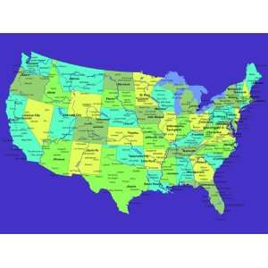  Map of the United States Dark Blue Peel and Stick