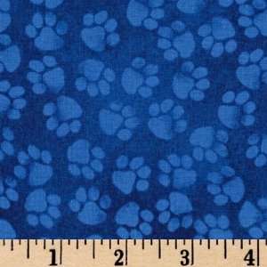   Wide Stripey Tiger Paws Blue Fabric By The Yard Arts, Crafts & Sewing