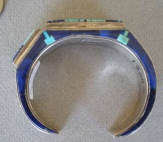 Navajo artist Jacksons lapis and turquoise + bracelet cuff 78 gr