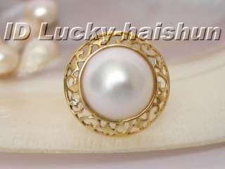 AAA 22mm white South Sea Mabe Pearl Rings 14KT  