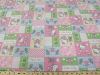 HELLO KITTY PATCHWORK PINK PASTEL FLEECE A14 $9.99/YD  