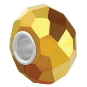  Bauble LuLu Metallic Gold Facet Crystal Glass European/Memory Charm 