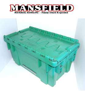 100 BUCKHORN PLASTIC TOTES ATTACHED LID CONTAINERS BINS  