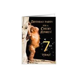  A 7th Birthday party Invitation card for a Cheeky Monkey 