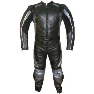  2PC MOTORCYCLE 2 PC LEATHER RACING SUIT ARMOR SILVER 48 