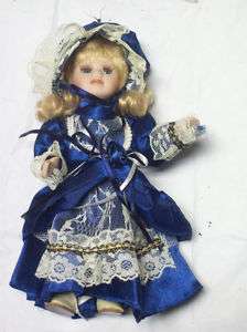 Porcelain Doll Victorian Style Dress Inset Eyes Lashes  