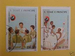Red Cross Postage Stamps S Tome E Principe CTO 1988  