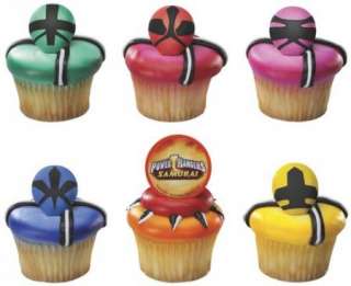 12 Power Rangers Samurai Party Cupcake Ring New  