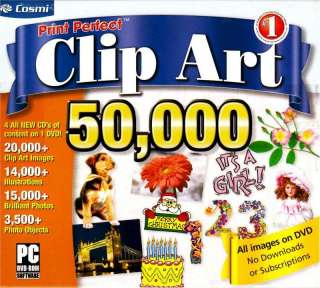 Brand New Computer PC Software Program PRINT PERFECT CLIPART 50,000 