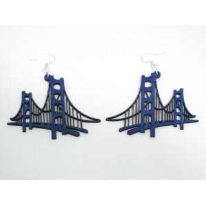  Aqua Marine Bridge Wooden Earrings GTJ Jewelry