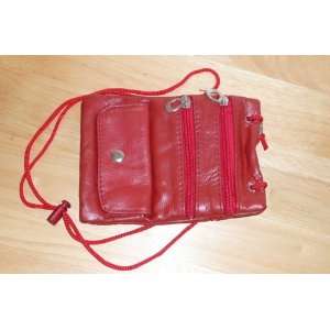  Soft Leather Neck ID/Passport Wallet/Holder . Red Kitchen 