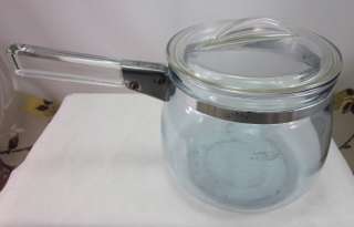 Vintage Pyrex Flameware Blue Glass Saucepans w Lids & Handles 6 1/2 
