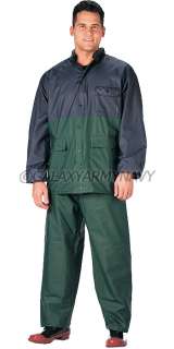 piece navy blue green pvc rain suit