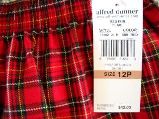 Alfred Dunner NWOT Red Black Plaid Dress Pants 12P  