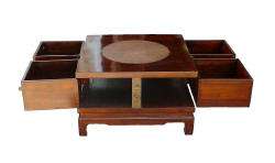 Rattan Top Moon Face Lock 4 Drawers Coffee Table s854s  