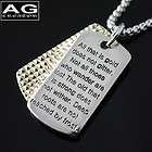Dog tag military serial number chain poem steel pendant necklace 18 