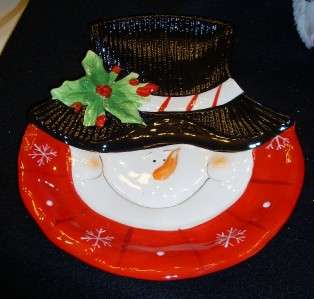Ceramic Snowman Platter * Dish * Serving Piece * Christmas * Holiday 