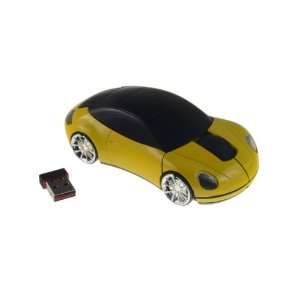   4GHz Wireless 3D Car Sharp Optical Mouse Mice Yellow Electronics