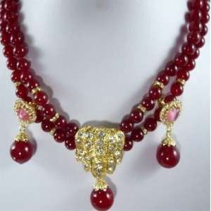Jewellery red jade Necklace & Earrings  