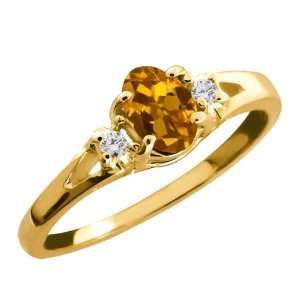   Ct Orange Oval Tourmaline and Diamond Yellow Gold Plated Silver Ring