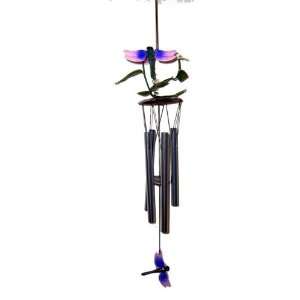  28 inch 3D Metal Flower Topped Bright Purple Dragonfly 