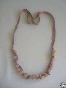Brand New J.CREW SHELL COLOR STONE BEAD RIBBON NECKLACE  