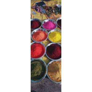  Powder Paints in Bowls, Orchha, Madhya Pradesh, India 