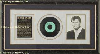 RITCHIE VALENS   INSCRIBED RECORD SIGNED  