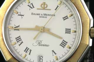 BAUME & MERCIER RIVIERA 5131 SS/18K GOLD MENS WATCH W/ DATE & BOX 