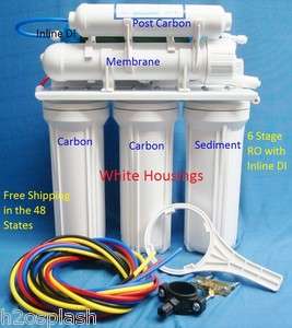   Osmosis System 6 Stage 80 gpd Membrane RO+DI NO Tank Water Filter