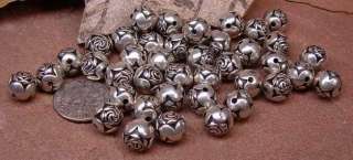 20 ANTIQUE VINTAGE SILVER ROSE BEADS JEWELRY MAKING  