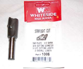 Whiteside Straight Cut Router Bit 3/4dx1 1/2CL #1086  