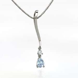   Pendant, Pear Aquamarine 14K White Gold Necklace with Diamond Jewelry