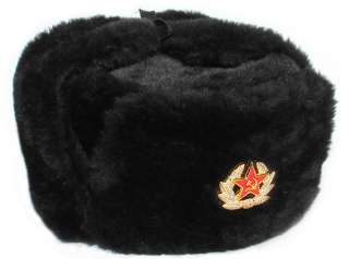 WINTER Black USHANKA HAT SOVIET STAR S, M, L, XL, XXL  